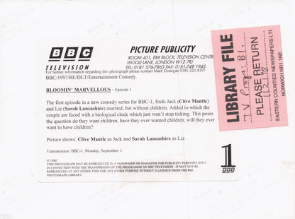 Clive Mantle Sarah Lancashire Bloomin' Marvellous BBC TV Press Photo