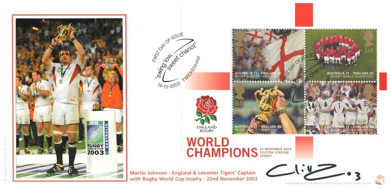 Clive Woodward England World Champions Rugby LIMITED TO ONLY 5 Hand Signed FDC