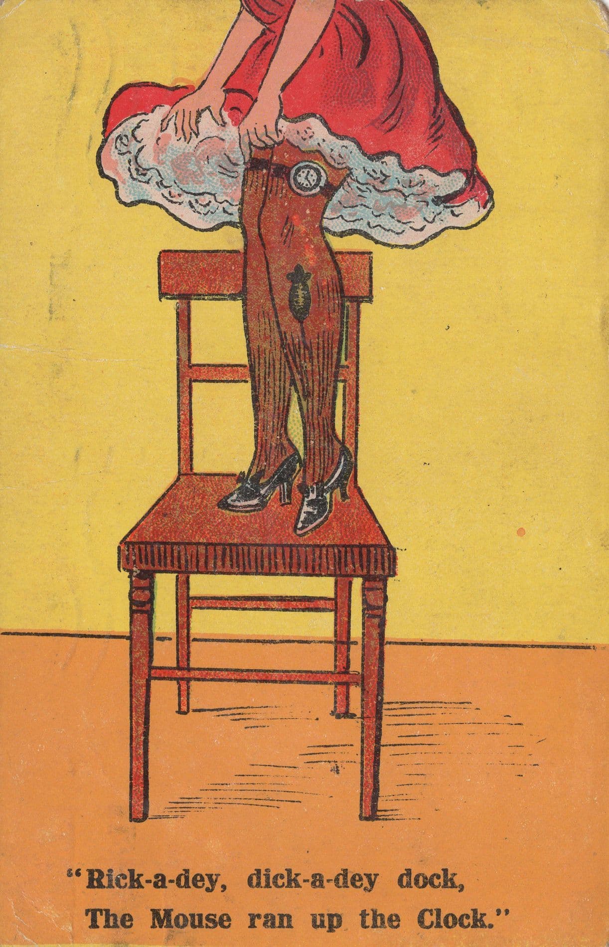 Clock On Stockings Suspender Belt Mouse Antique Comic Postcard