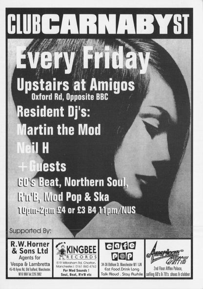 Club Carnaby Street London Mod Ska Night Advertising Card