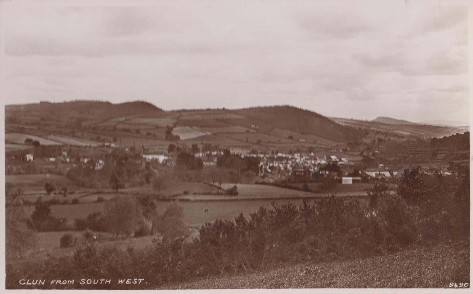 Clun From South West Aerial Real Photo Postcard