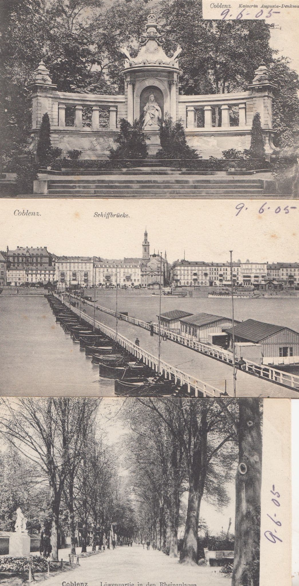Coblenz Lowenpartie Rheomanlagen Denkmal 3x Old Postcard s