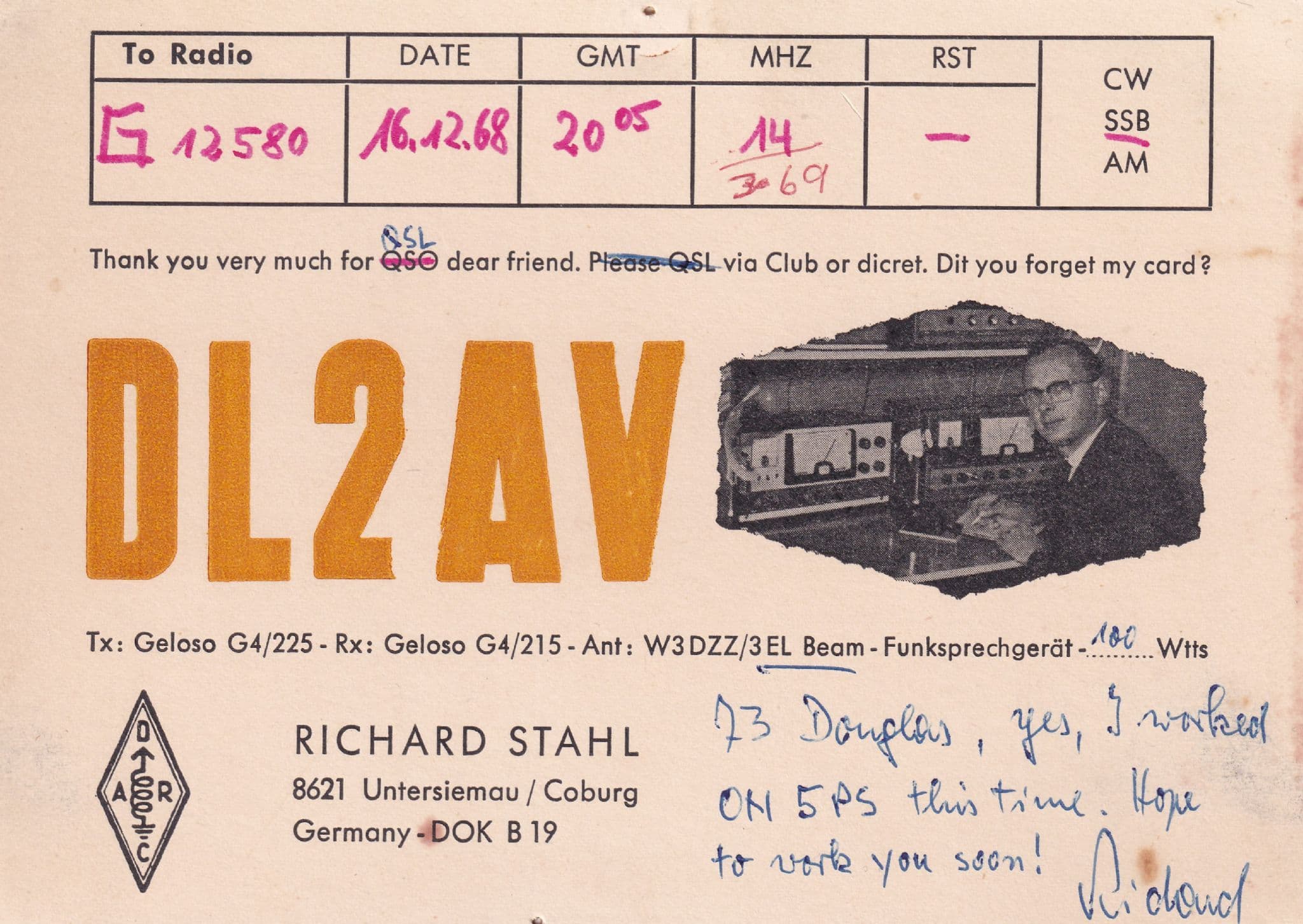 Coburg 1960s Wireless Equipment QSL Radio German Old Postcard Card