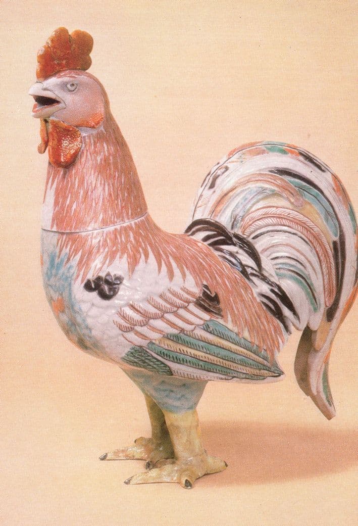 Cock Crowing Incense Burner Japanese Model Hen Museum Postcard