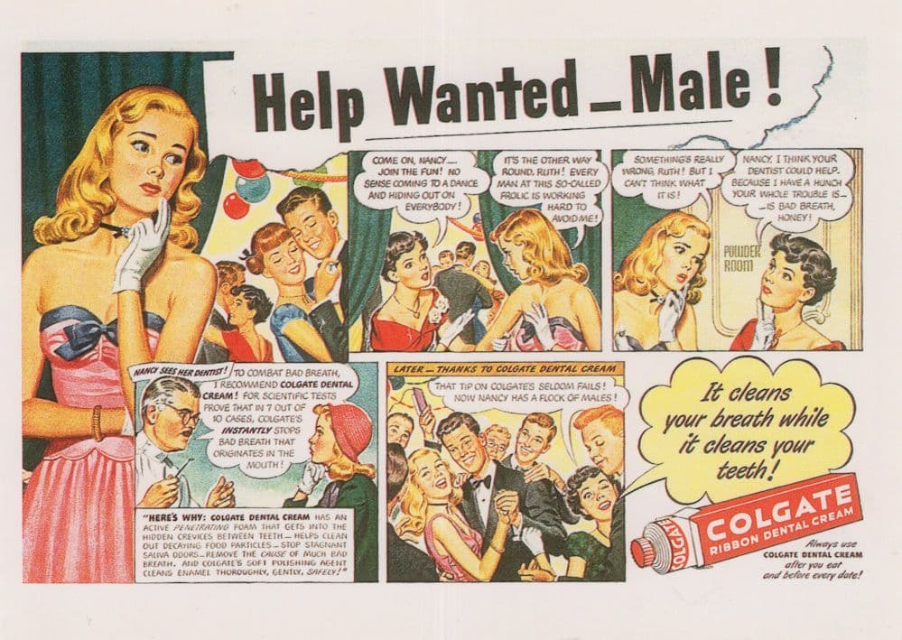 Colgate Dental Cream Old Toothpaste Romance Advert Postcard