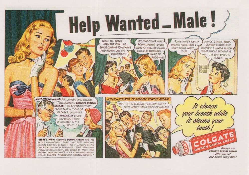 Colgate Toothpaste How To Get Dates Men Fresh Breath Advert Postcard