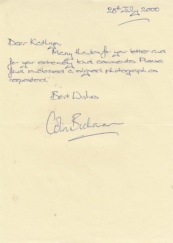 Colin Buchanan Actor Hand Signed Written Private Letter