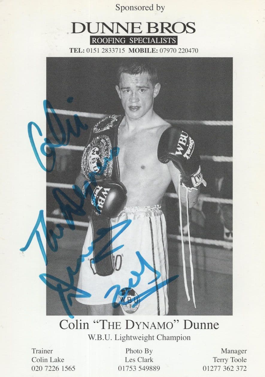 Colin Dunne Liverpool Boxer Hand Signed Boxing Publicity Photo