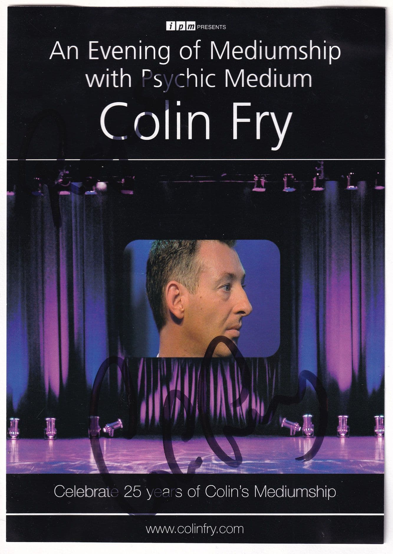 Colin Fry Medium Large Hand Signed Theatre Flyer
