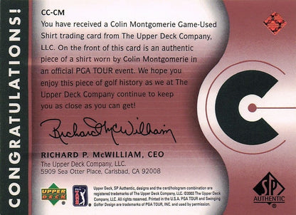 Colin Montgomerie Course Classics 2003 Authentic Worn PGA Tour Golf Shirt Card