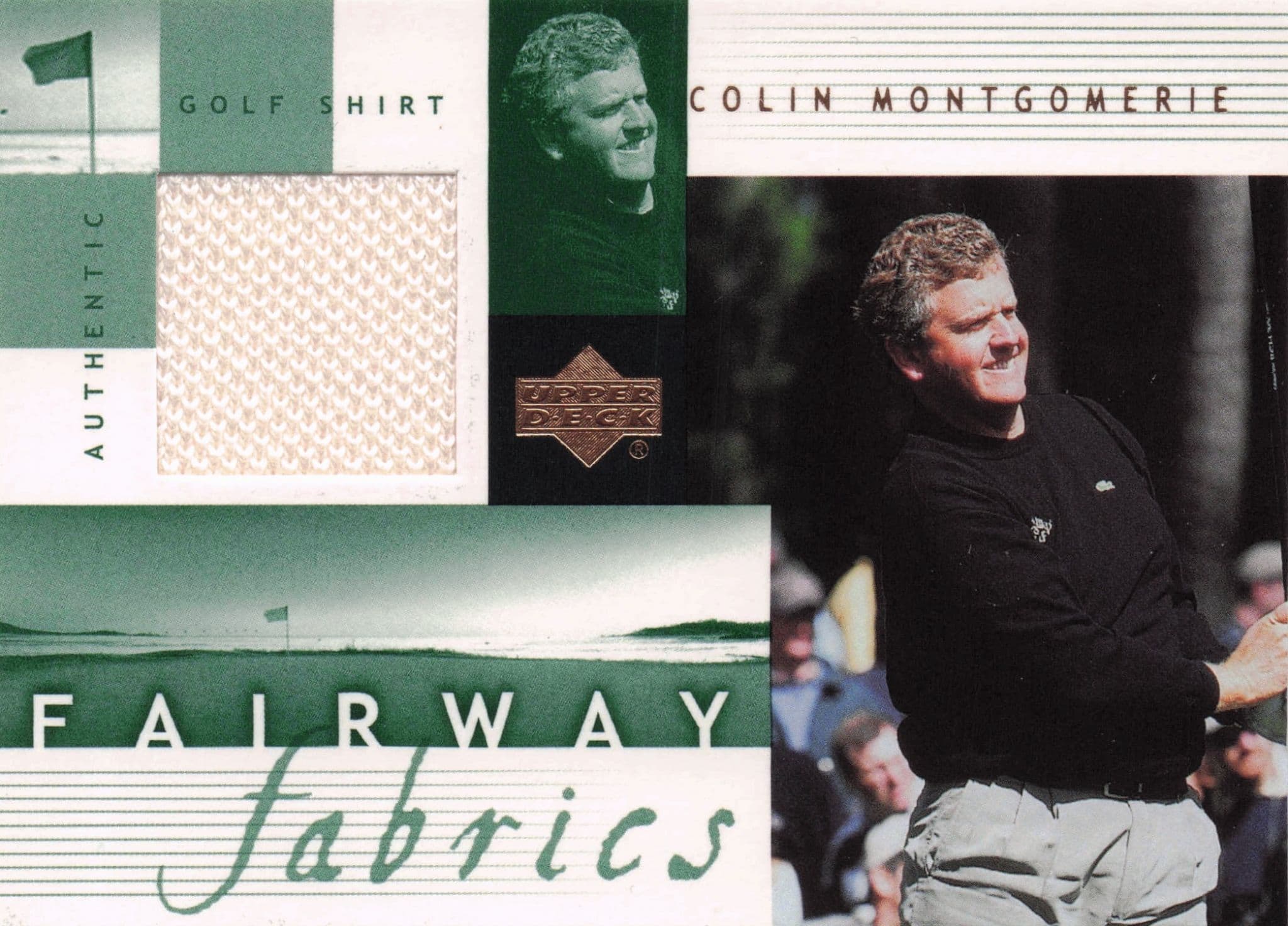 Colin Montgomerie Fairway Fabrics 2002 Golf Upper Deck Real Shirt Relic Card