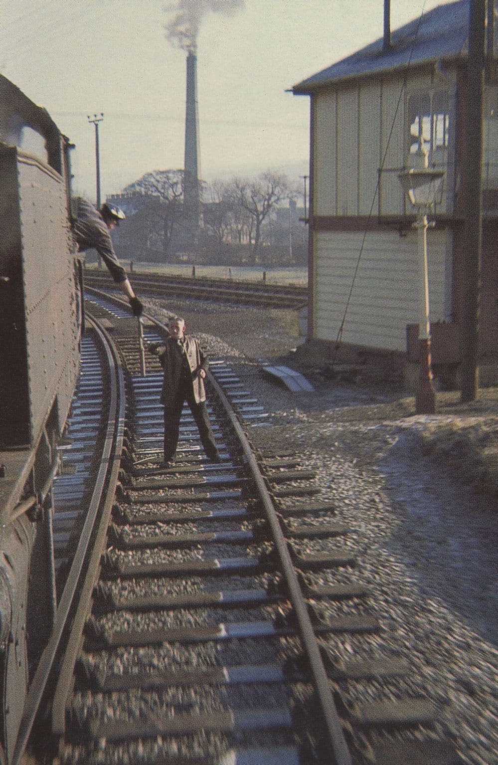 Colne Skipton Train Driver Barnoldswick Junction Hands Key Yorkshire Postcard