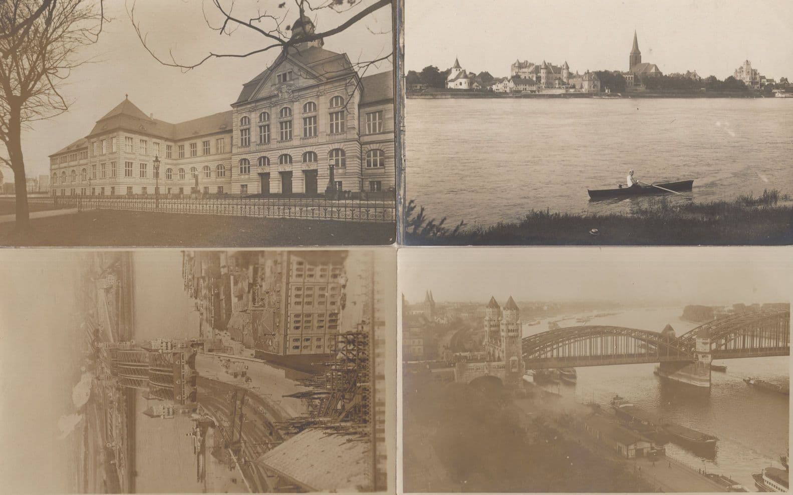 Cologne Harbour Boats 4x Antique German Postcard s