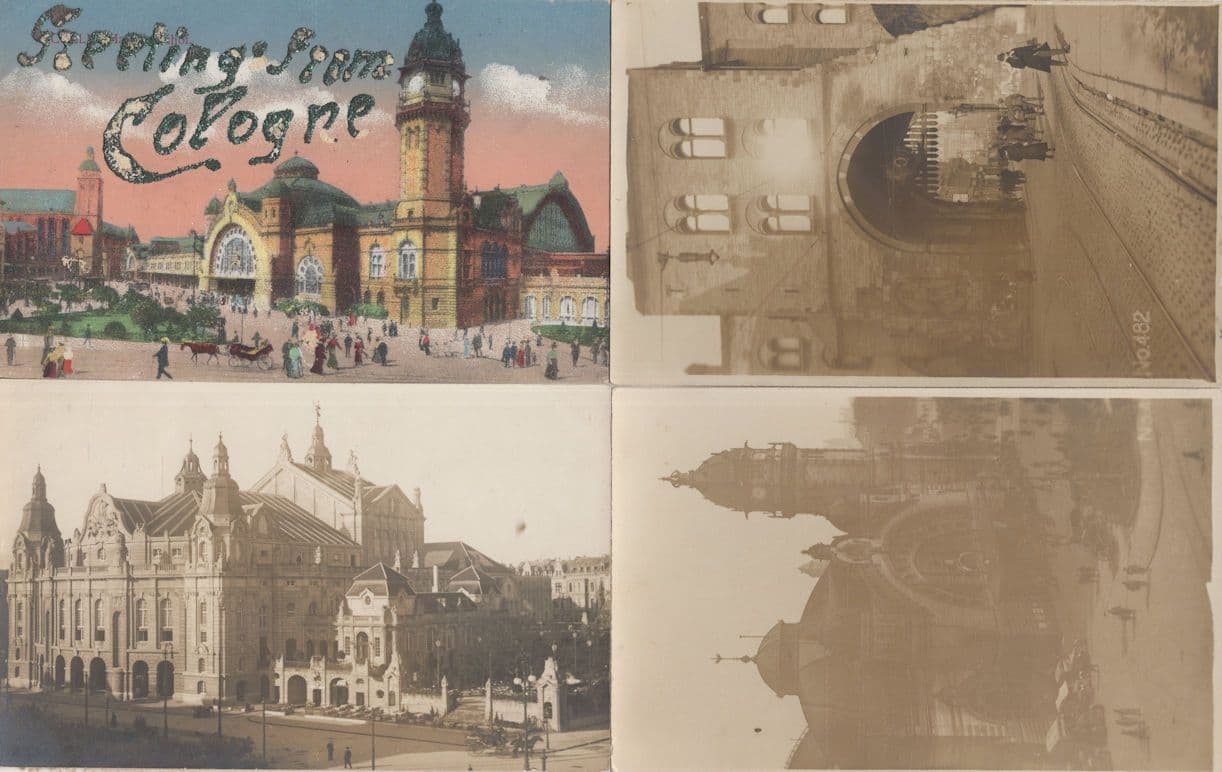 Cologne No 482 & 54 Real Glitter 4x Antique German Postcard s