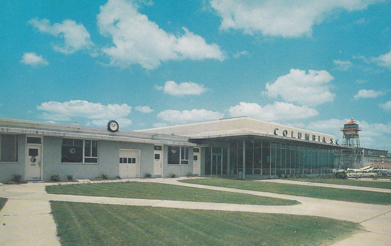 Colombia Airport Clock By Reception Area Landing Bay American USA Plane Postcard
