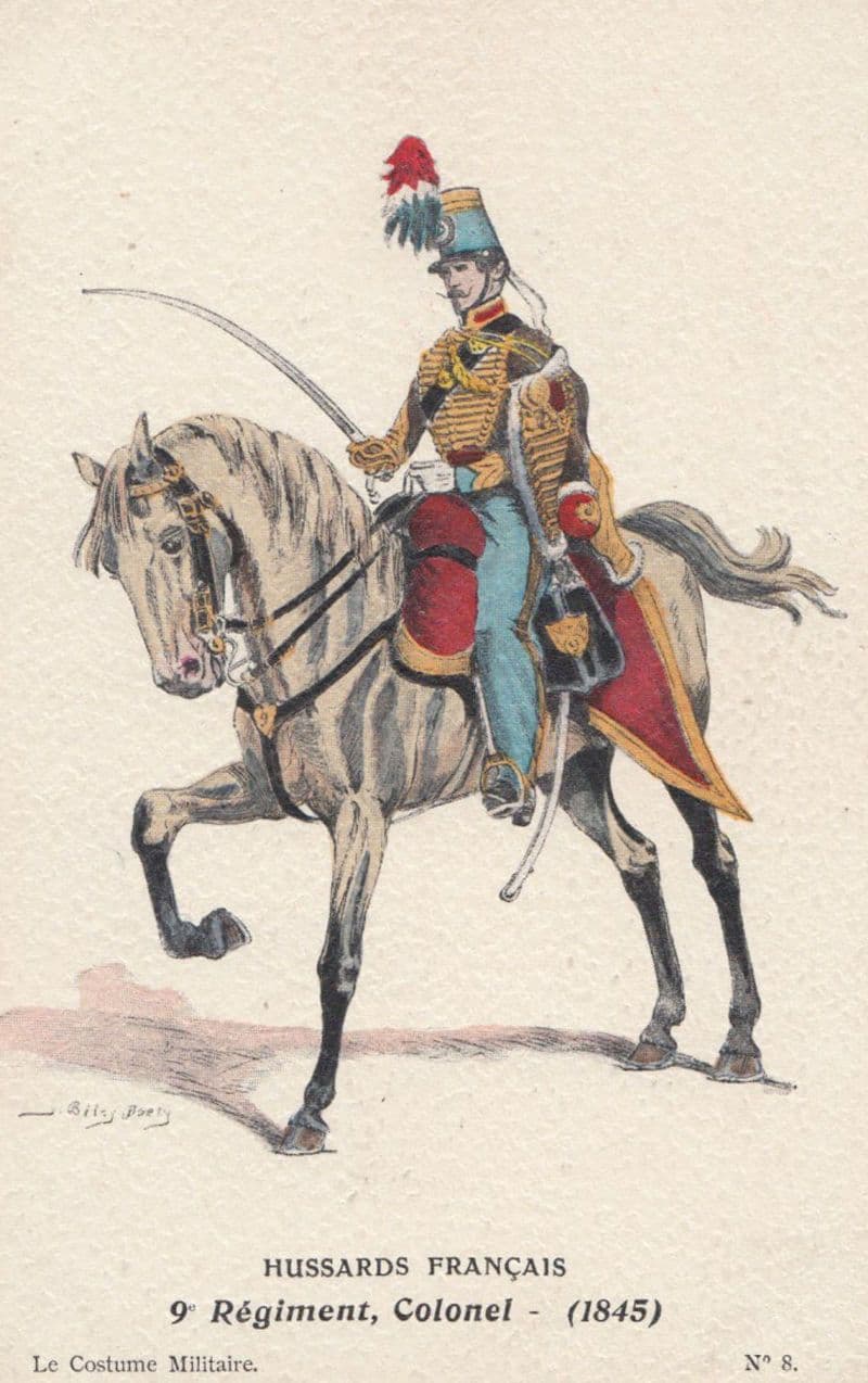 Colonel Regiment 1845 Hussards De Francais French Old Military Uniform Postcard
