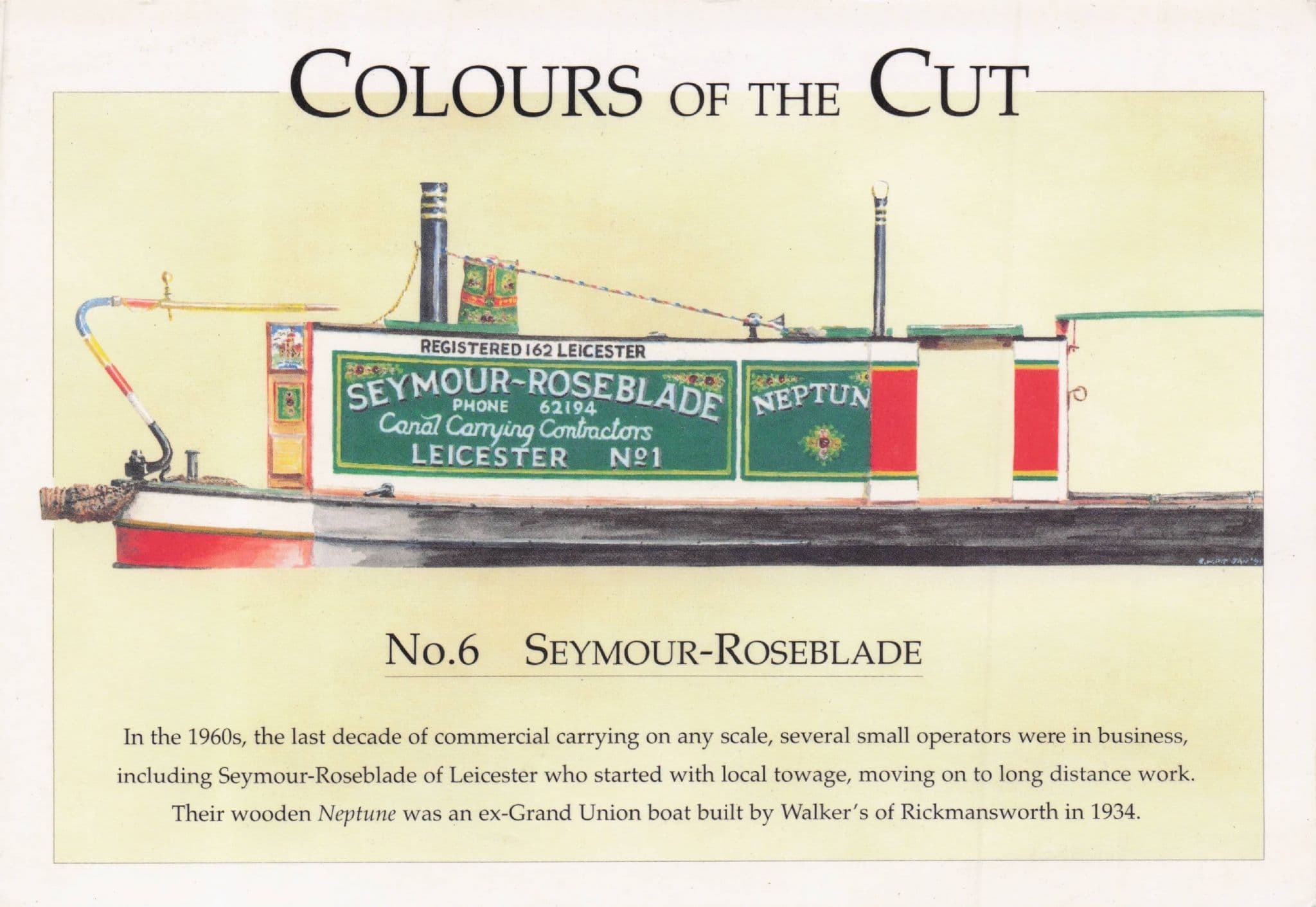 Colours Of The Cut Seymour Roseblade Ship Leicester Boat Postcard