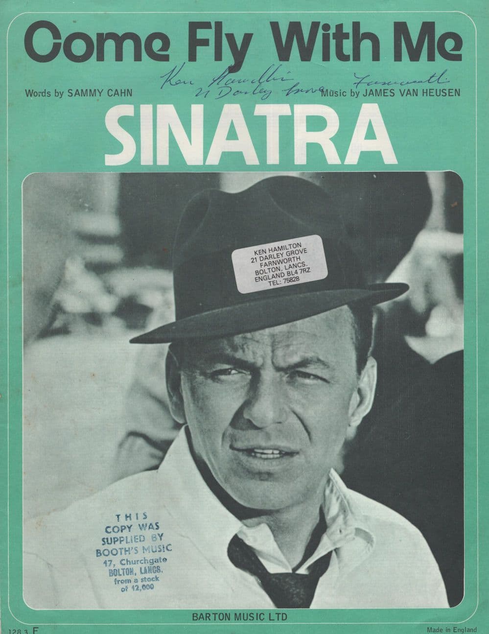 Come Fly With Me Frank Sinatra UK Sheet Music