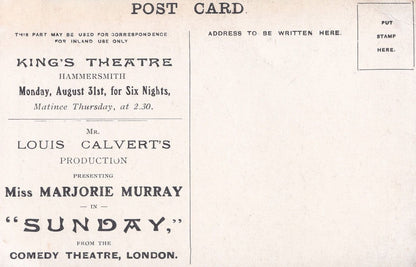 Comedy Theatre London Marjorie Murray Advertising Postcard