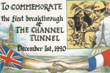 Commemorate The First Breakthrough Of The Channel Euro Tunnel 1990 Postcard