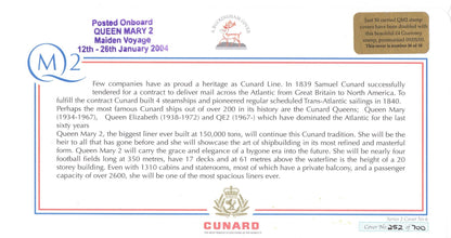 Commodore Warwick HMS Cunard LTD TO 50 Queen Mary 2 Hand Signed FDC