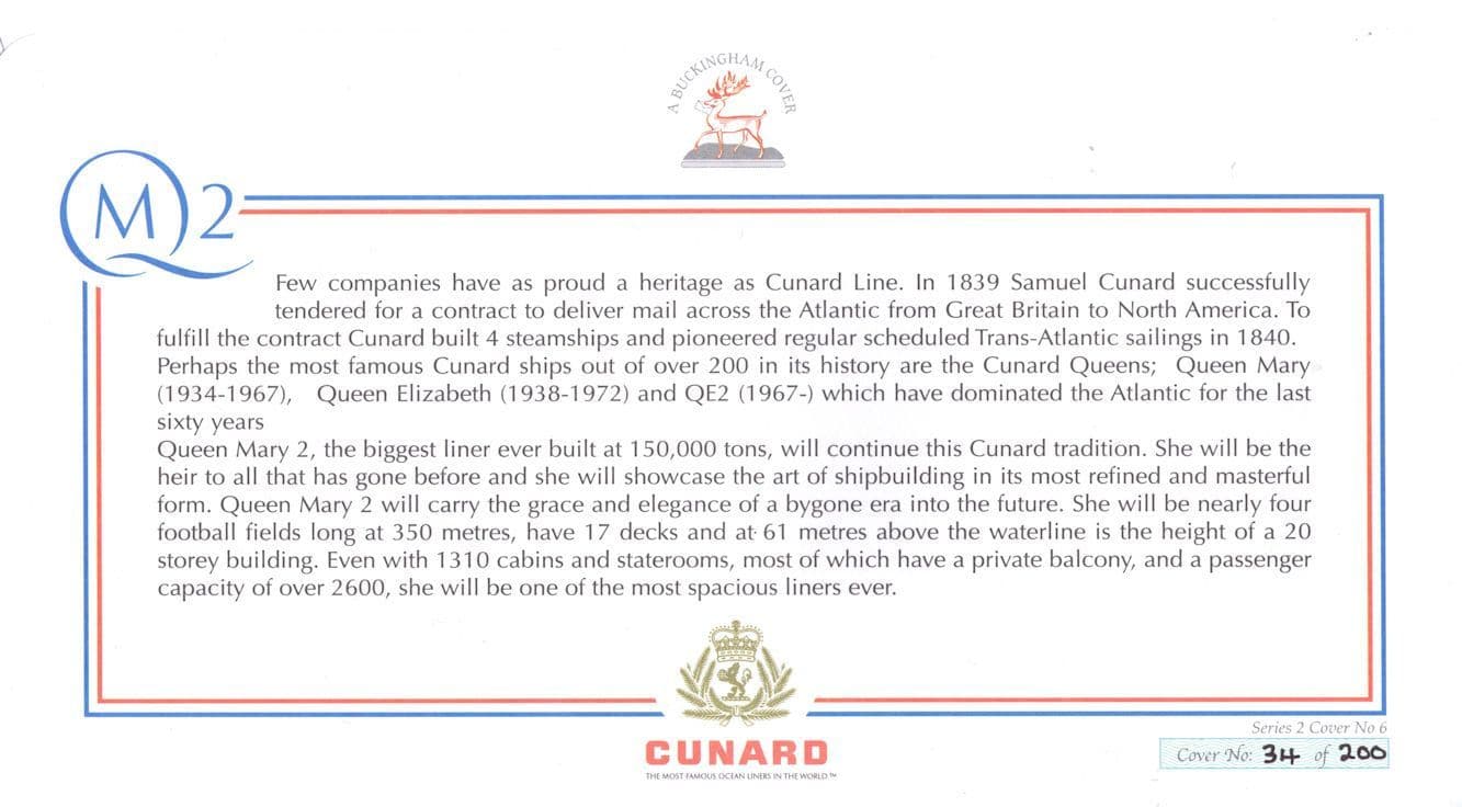 Commodore Warwick HMS Cunard Ship Posted Onboard Queen Mary 2 Hand Signed FDC
