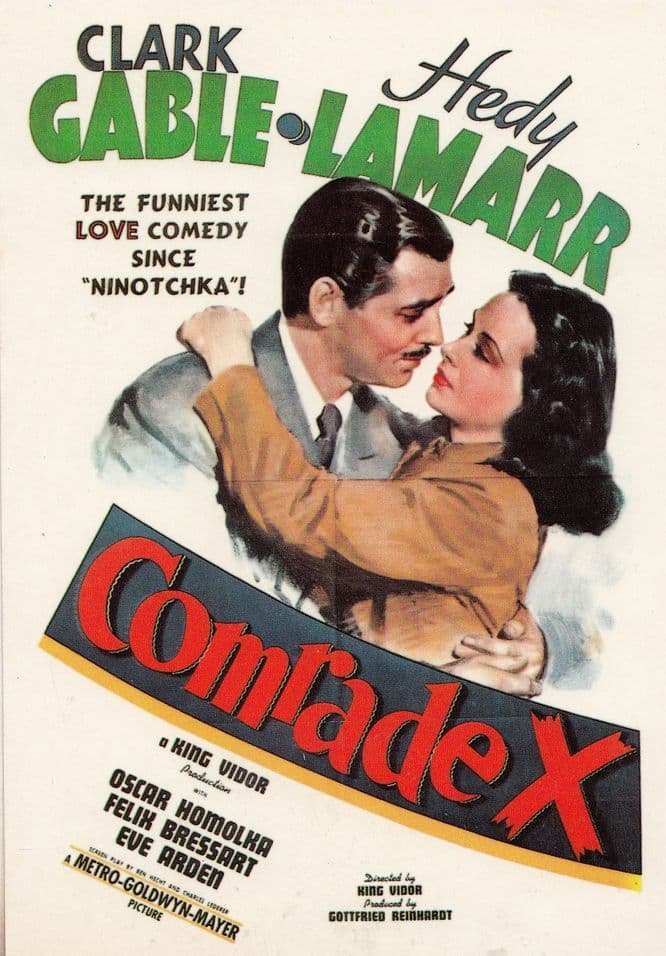 Comrade X Clark Gable Cinema Poster Art Rare Spanish Postcard
