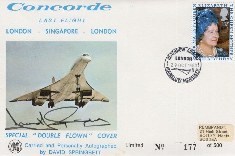 Concorde London To Singapore Double Flown Last Flight Stanley Gibbons Hand Signed FDC
