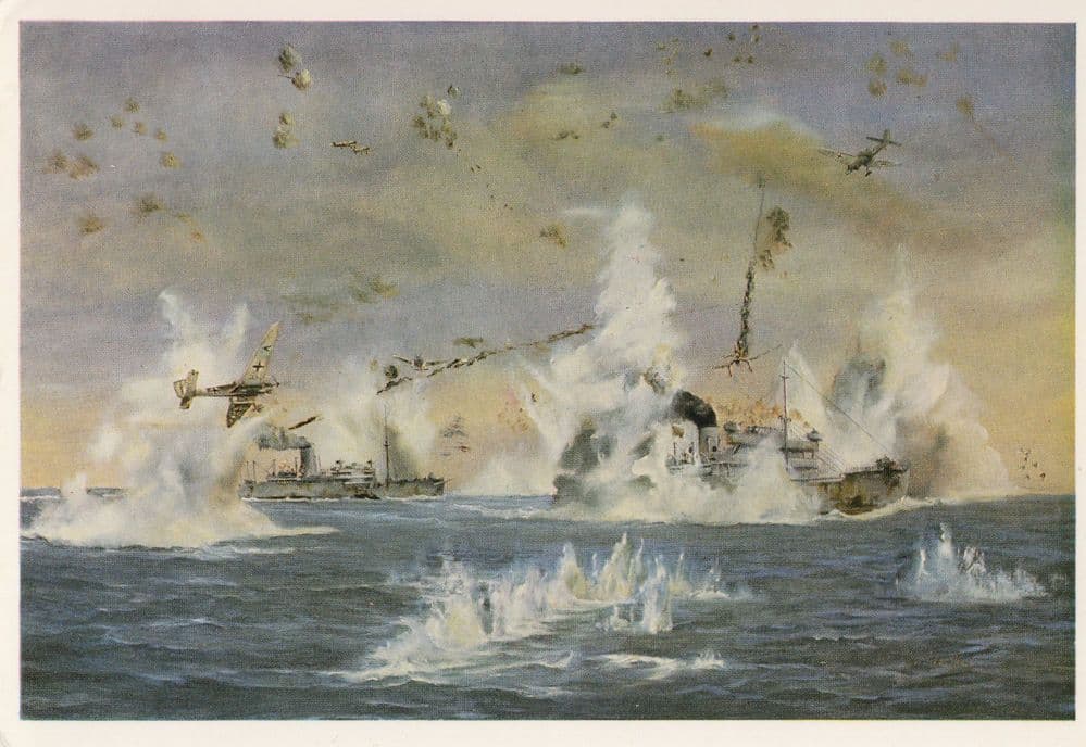 Conflict At Sea 1939 to 1945 HMS Belfast Painting Postcard