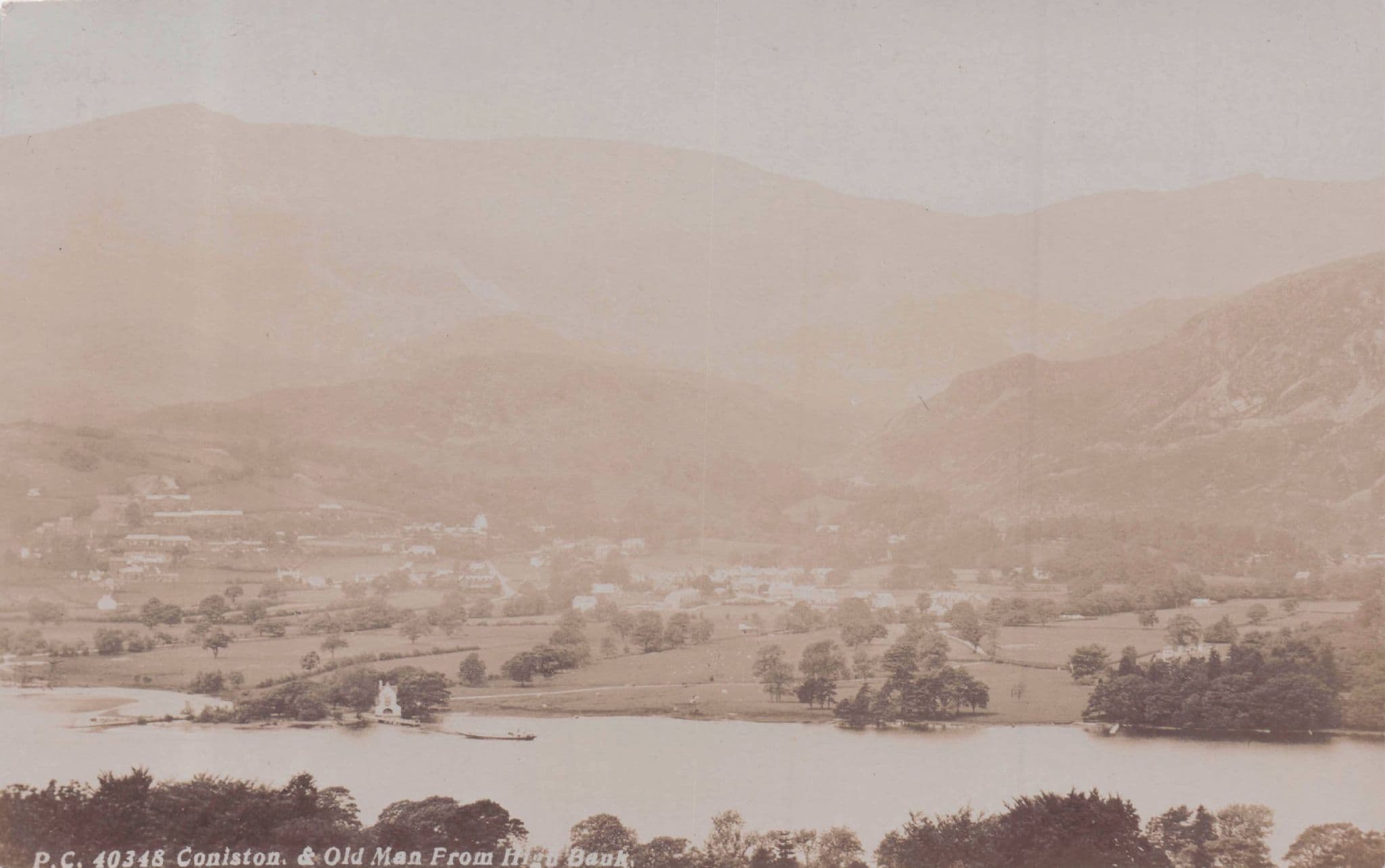 Coniston Old Man From High Bank Rare Old Aerial Lancs RPC Postcard