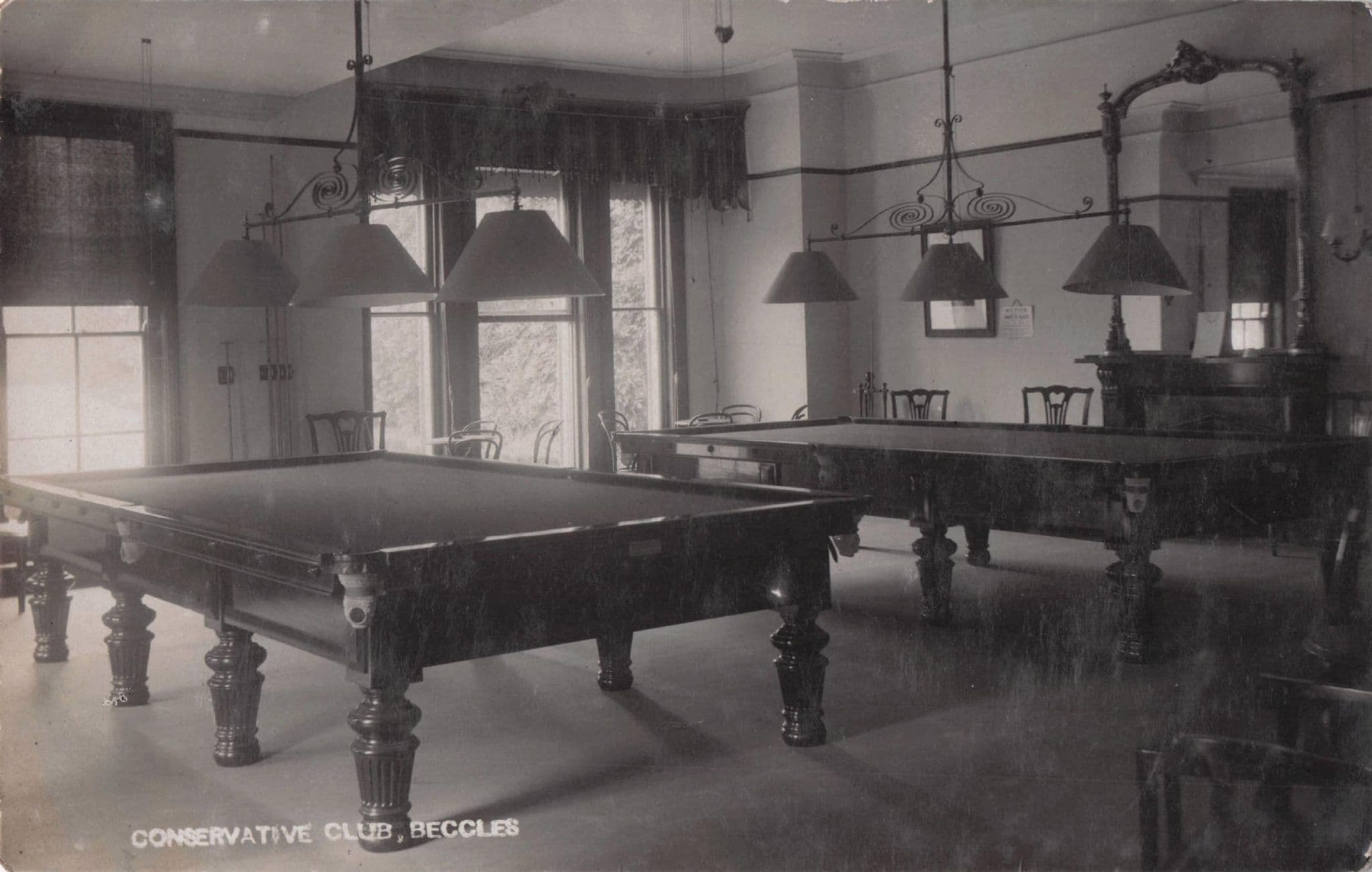 Conservative Club Beccles Suffolk Billiards Antique Real Photo Postcard