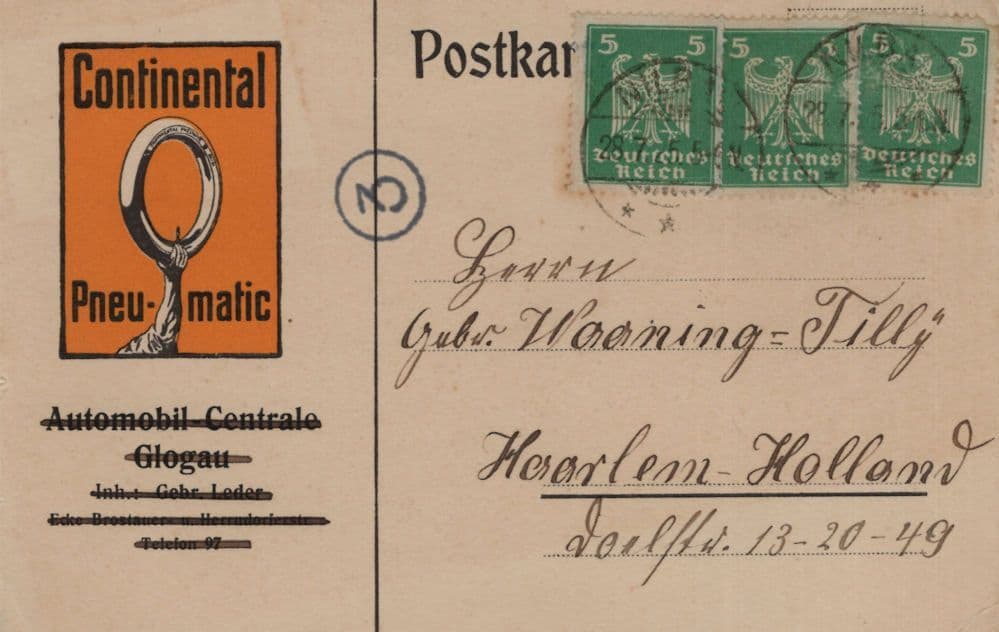 Continental Pneumatic Wurchwitz Glogau German Old Postcard