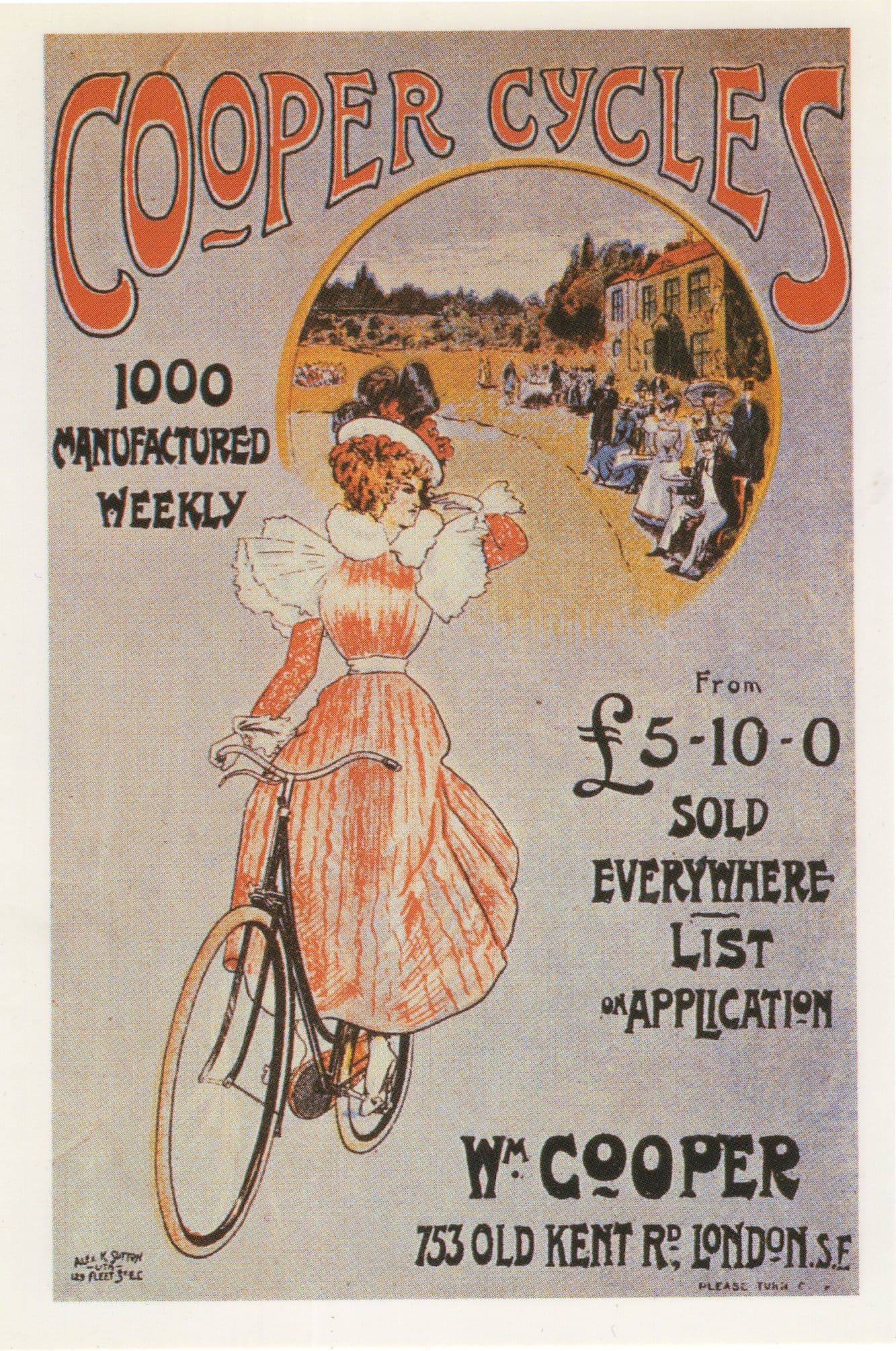 Cooper Cycles Old Kent Road London Advertising Poster Postcard