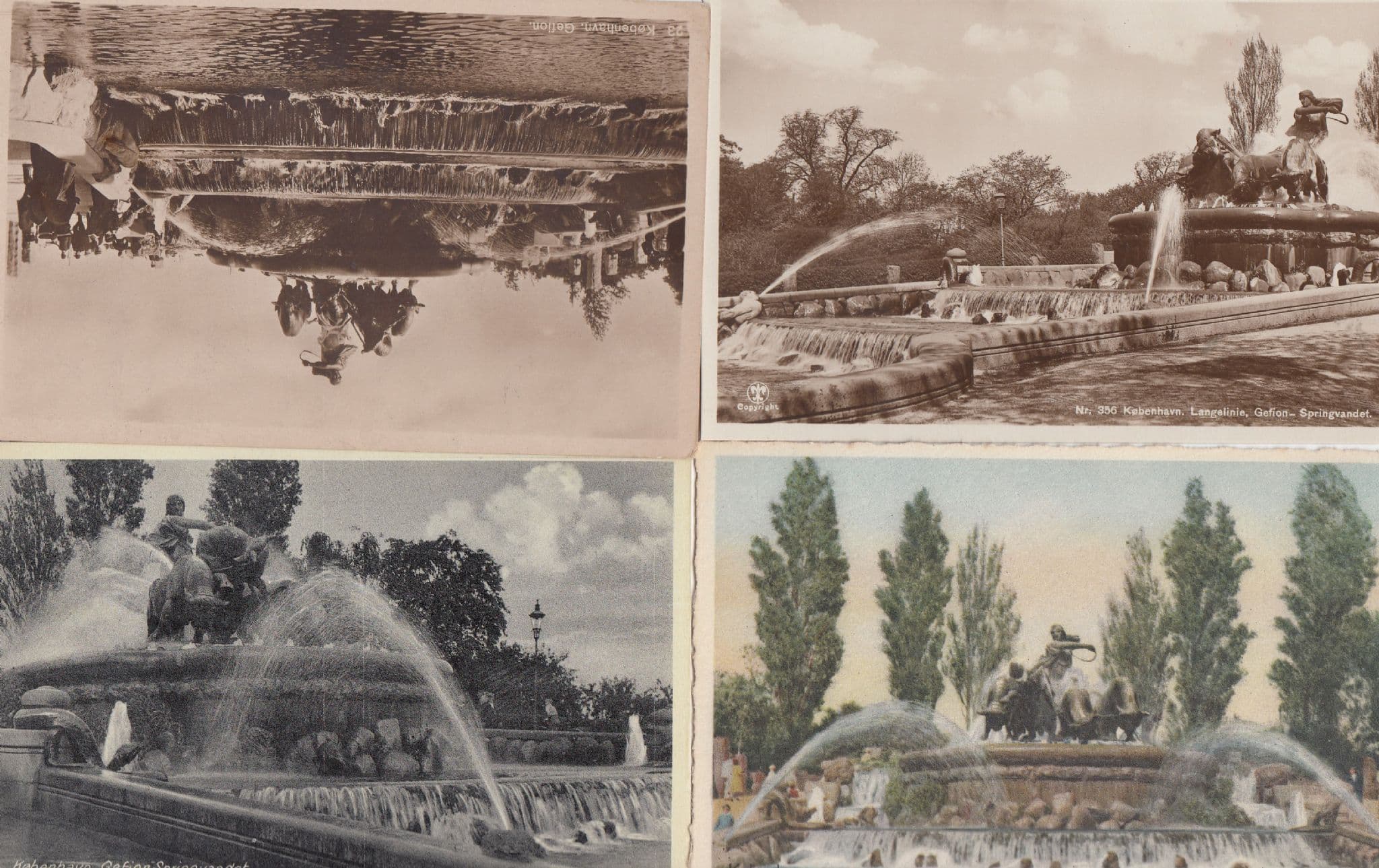 Copenhagen Gefion Monument Waterfall Statue 4x Old Postcard s