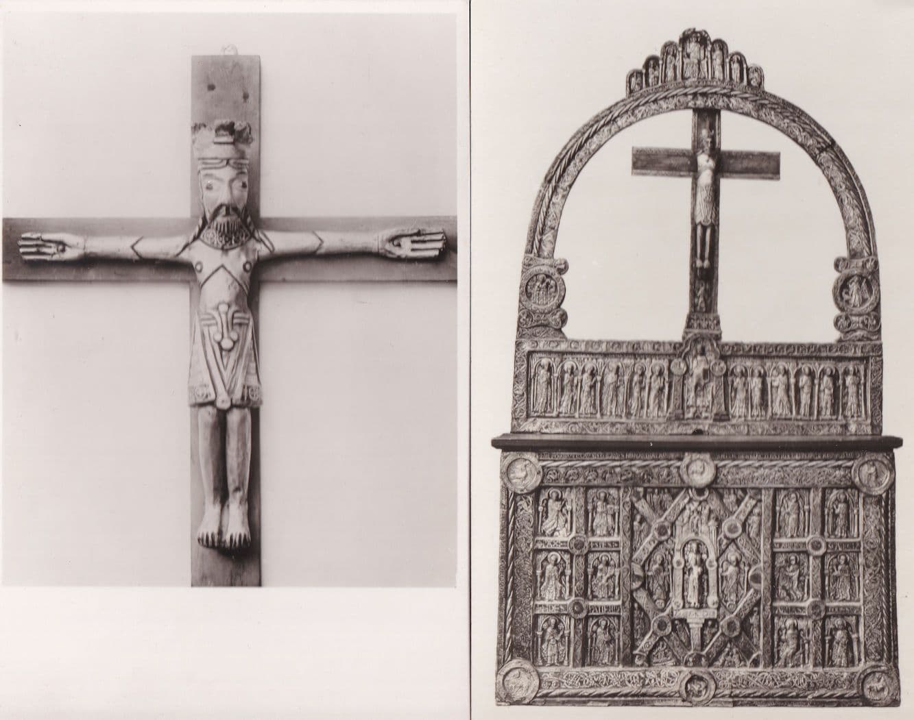 Copper Studded Norway Gilt Crucifix 1050AD 2x Danish Art RPC Postcard