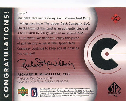 Corey Pavin Course Classics 2003 Authentic Worn PGA Tour Golf Shirt Card