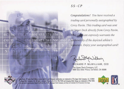 Corey Pavin Scorecard Signatures Hand Signed 2002 SP Golf Autograph Card