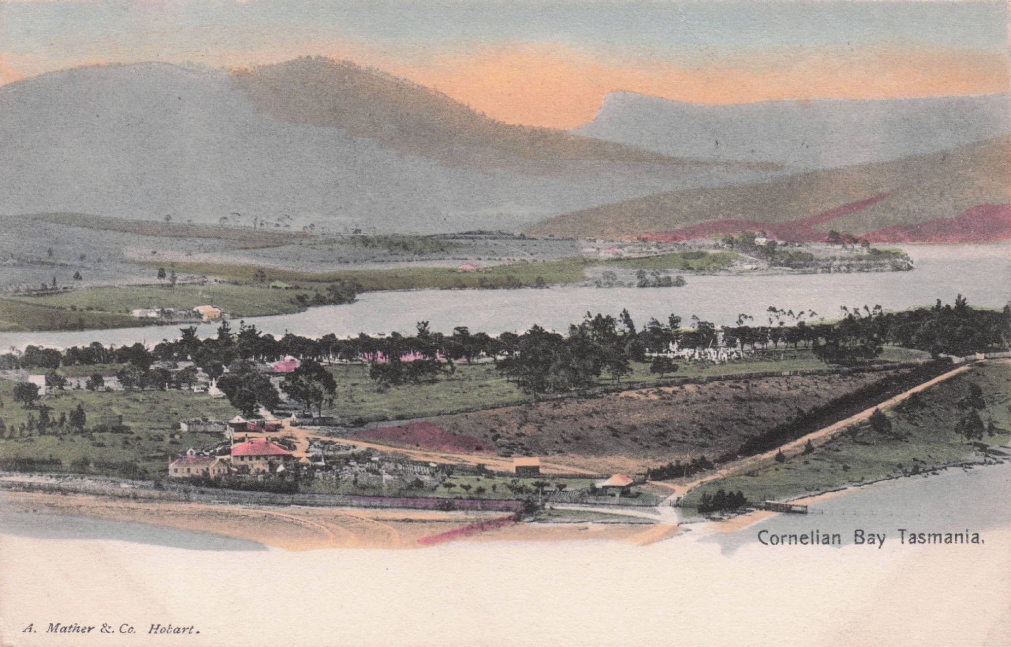 Cornelian Bay Tasmania Africa Antique Rare Aerial Postcard