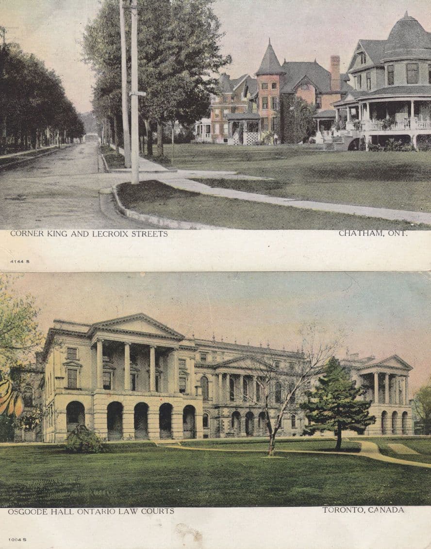 Corner King & Lecroix Streets Chatham Ontario 2x Postcard s
