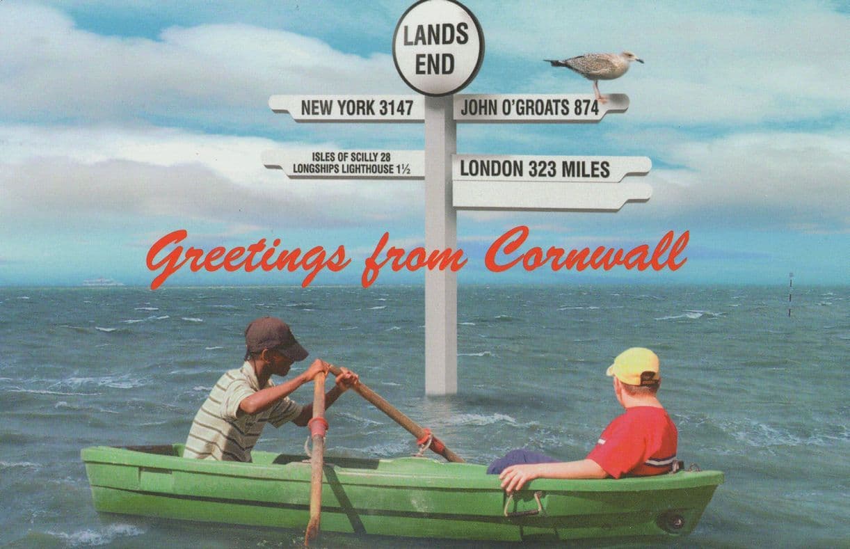 Cornwall Drowning At Lands End Climate Change Disaster Postcard