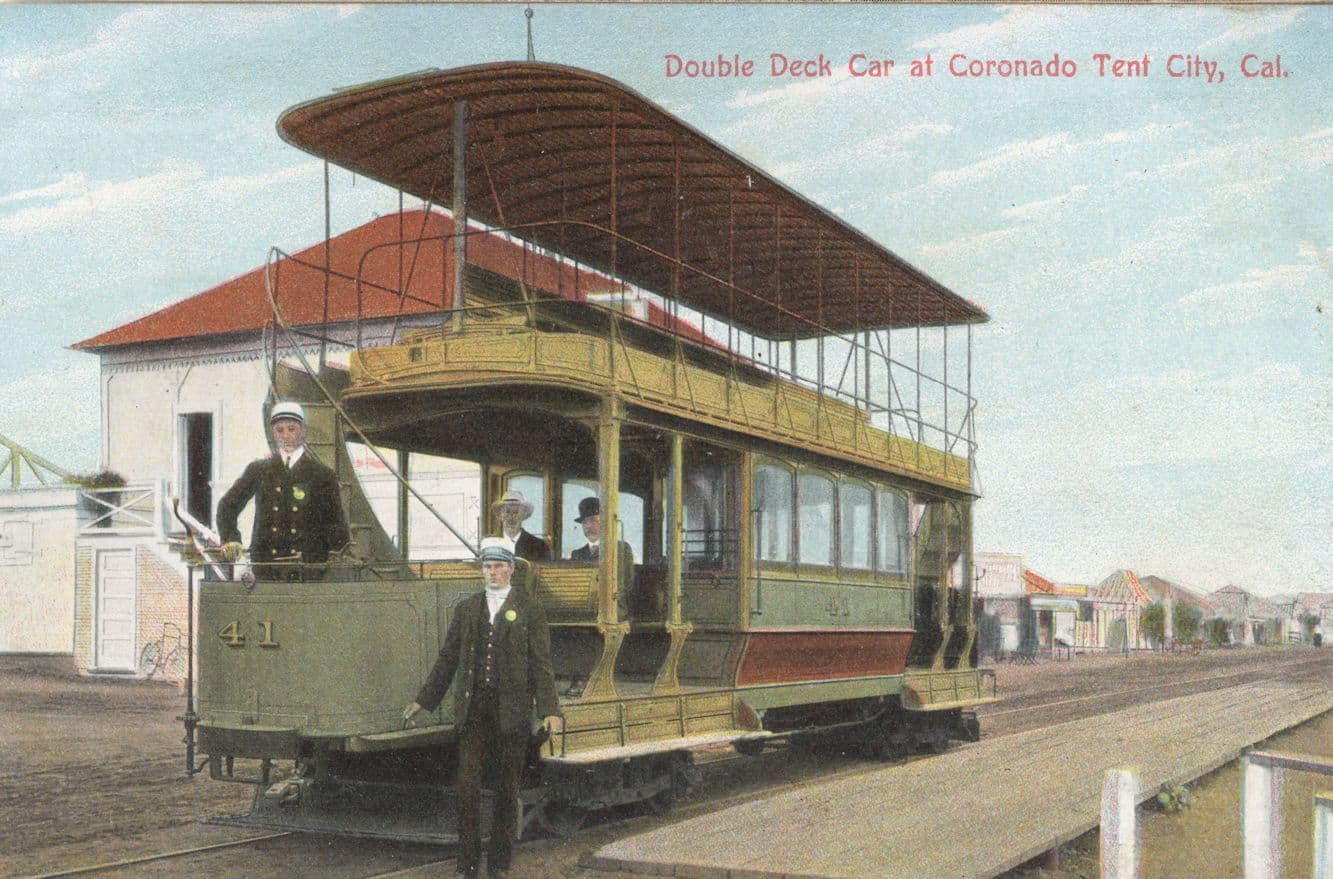 Coronado Tent City California Double Deck Car Old Sample USA Postcard