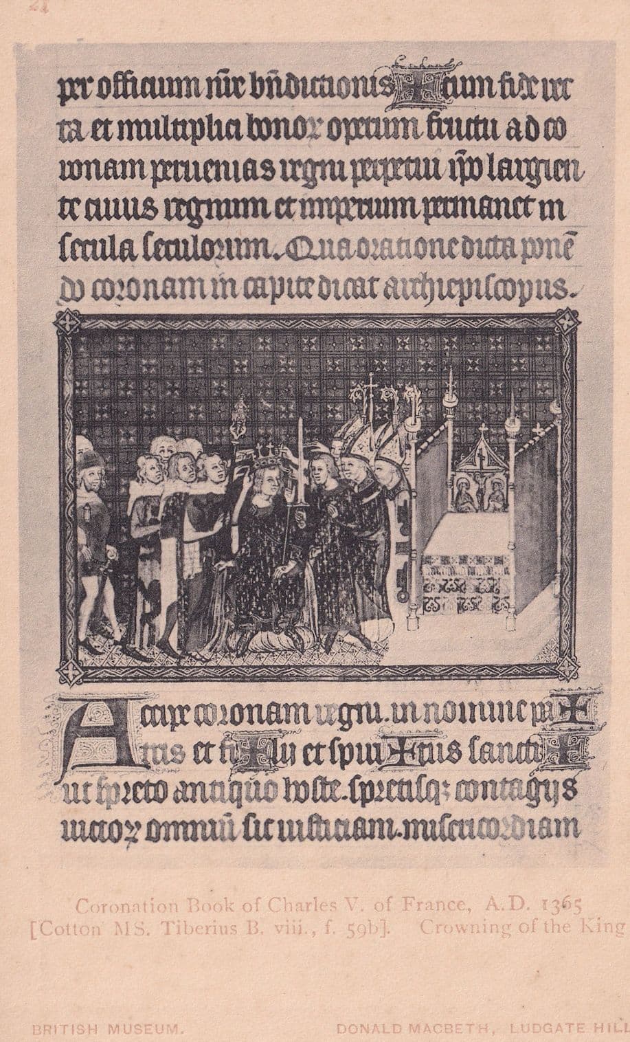 Coronation Book Of King Charles 5th V France Old Postcard