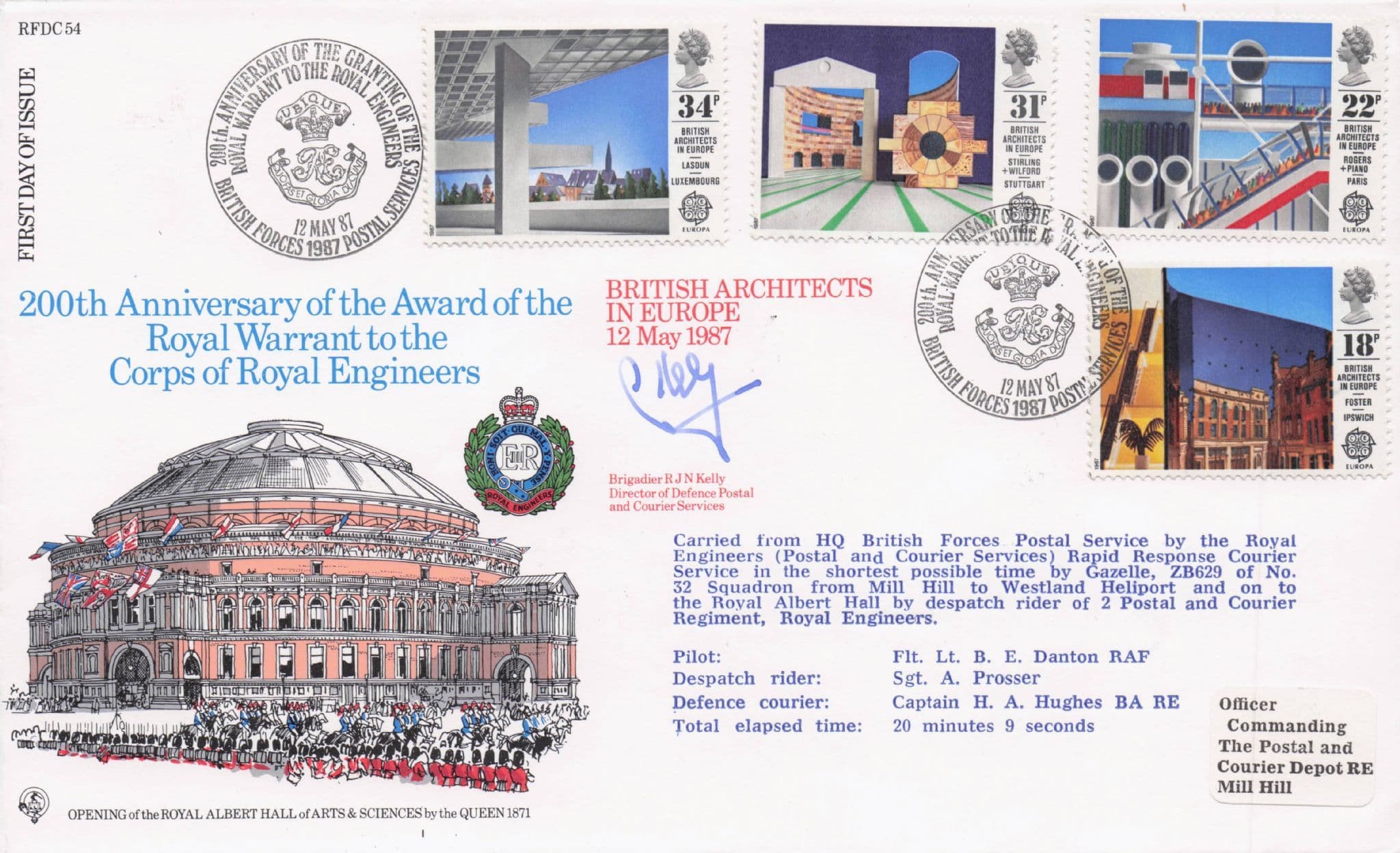 Corps Of Royal Engineers Brigadier RJN Kelly Hand Signed FDC