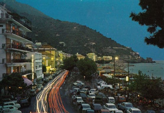 Costa Amalfitina Spanish Traffic Chaos At Night Postcard