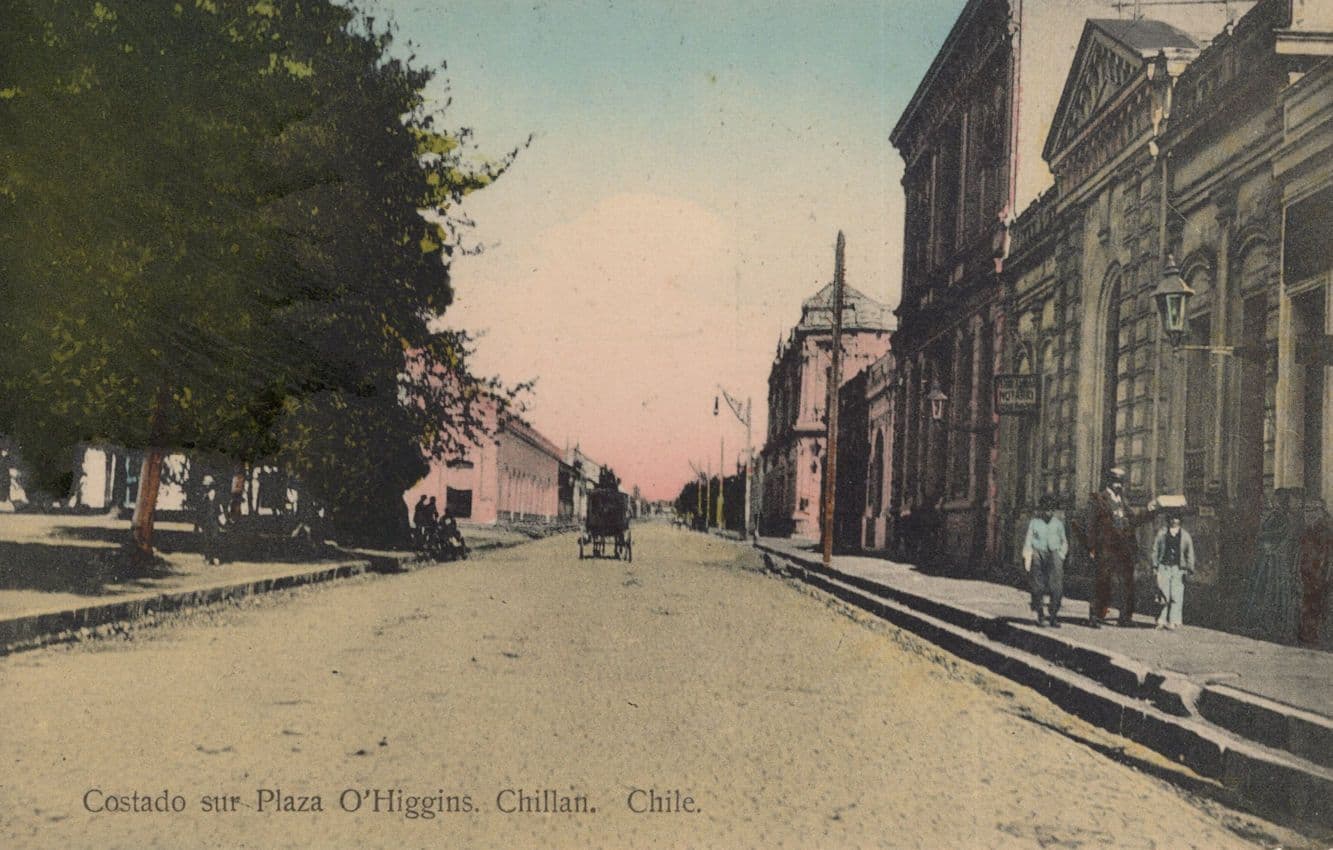 Costado Sur Plaza O'Higgins Chillan Chile Rare Antique Postcard