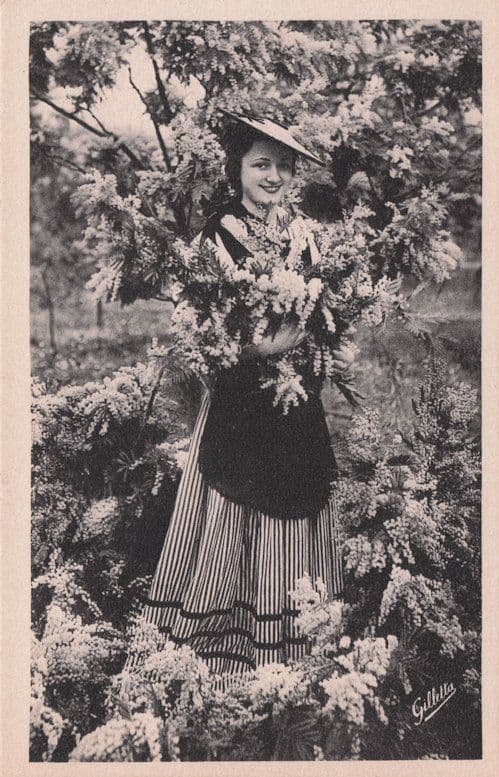 Cote D'Azur Beautiful French Floral Glamour Ladies Fashion Old Postcard
