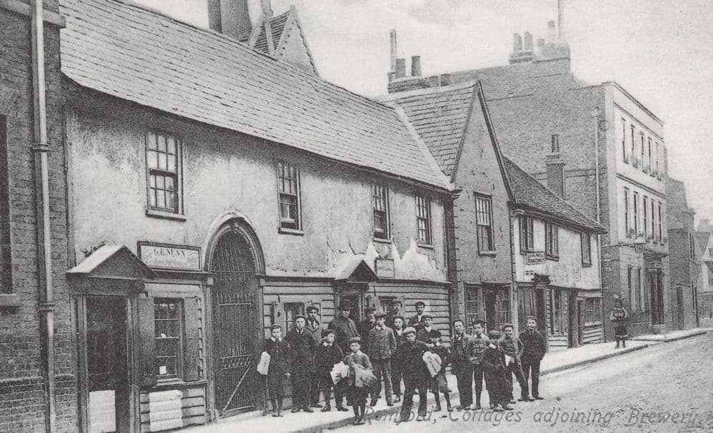 Cottages Adjoining Romford Brewery Essex in 1910 Postcard