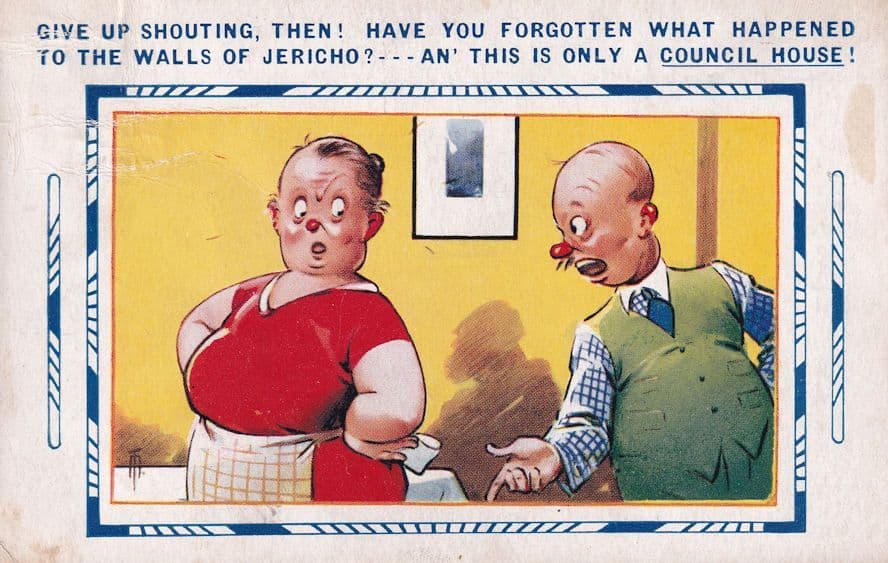 Council House Walls Of Jericho Comic Bamforth 1940s Postcard