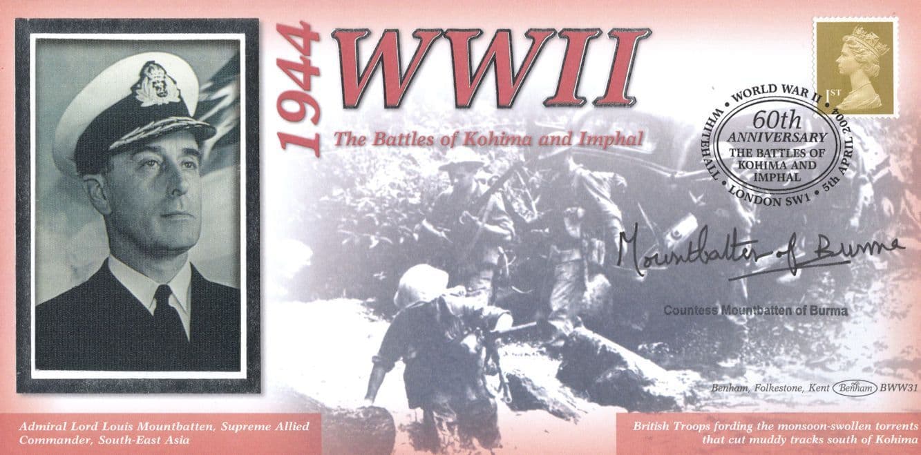 Countess Mountbatten Of Burma Kohmba Imphal Ultimate Benham WW2 Hand Signed FDC