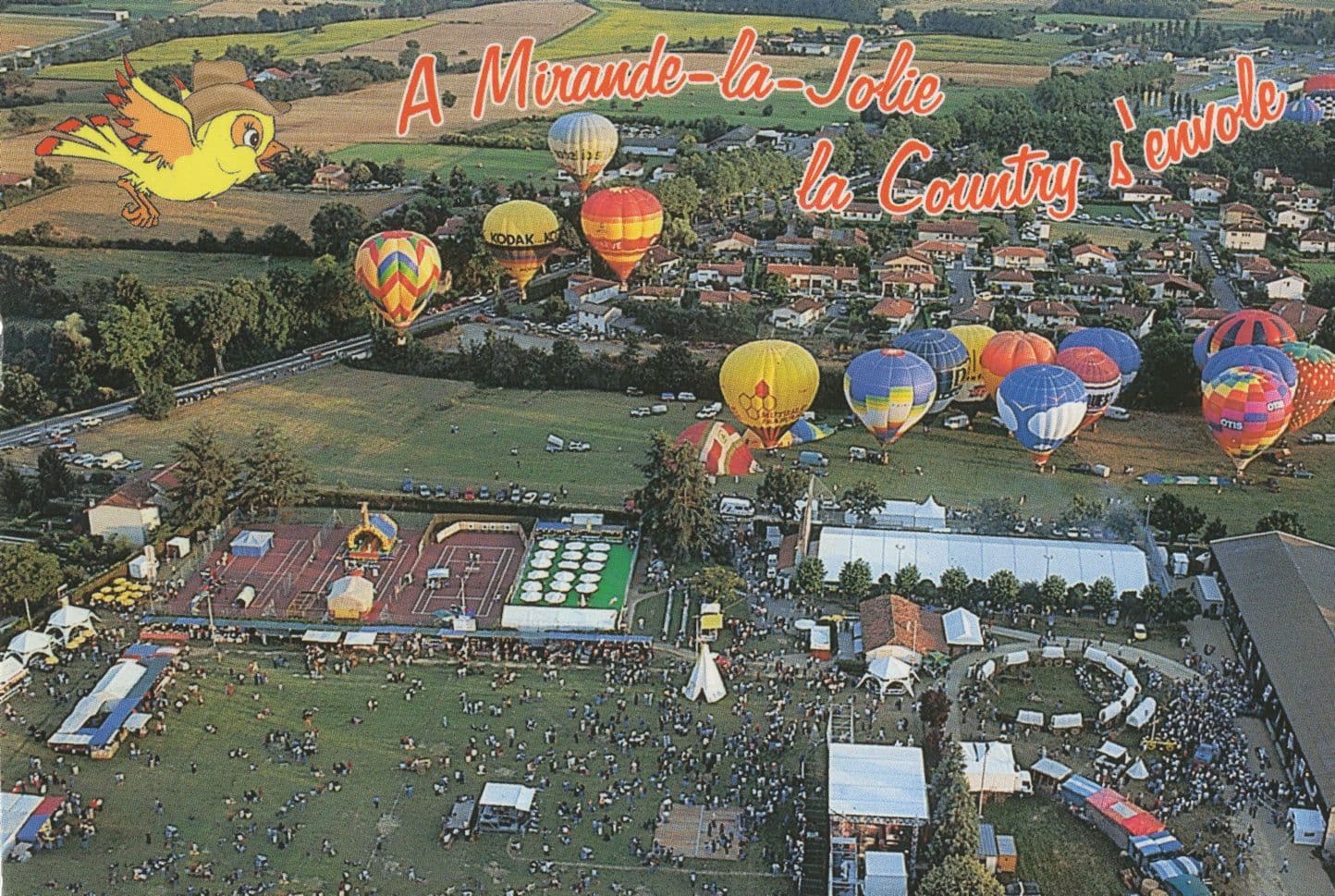 Country Festival Hot Air Balloon Display French Postcard